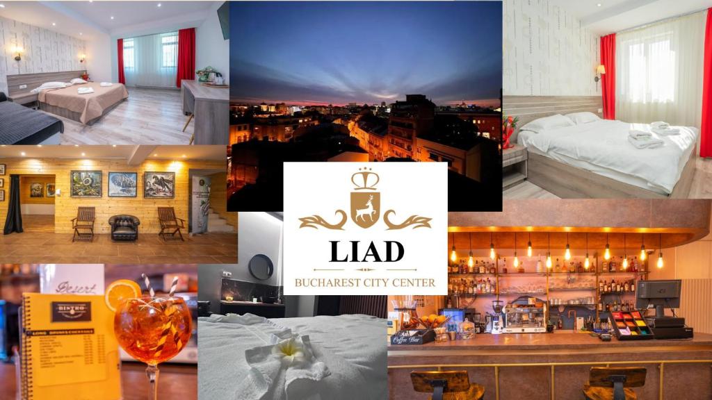 eine Fotocollage eines Hotelzimmers in der Unterkunft Hotel Liad City Center in Bukarest