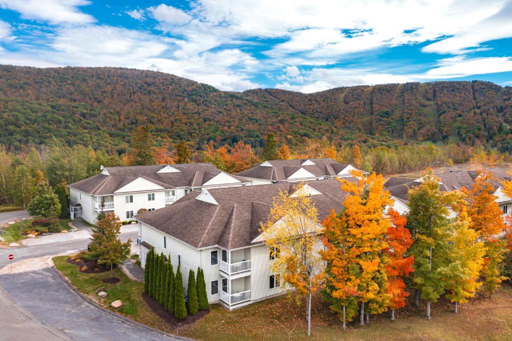 an aerial view of a house in the mountains at Vacation Village in the Berkshires in Hancock