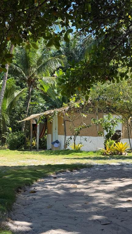 a house in the middle of a yard with trees at Pouso do Cajueiro - Moreré in Cairu
