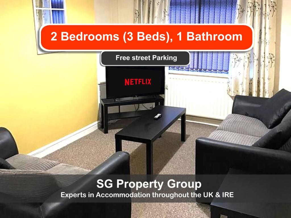 a screenshot of a room with two chairs and a table at Royle House by SG Property Group in Northwich