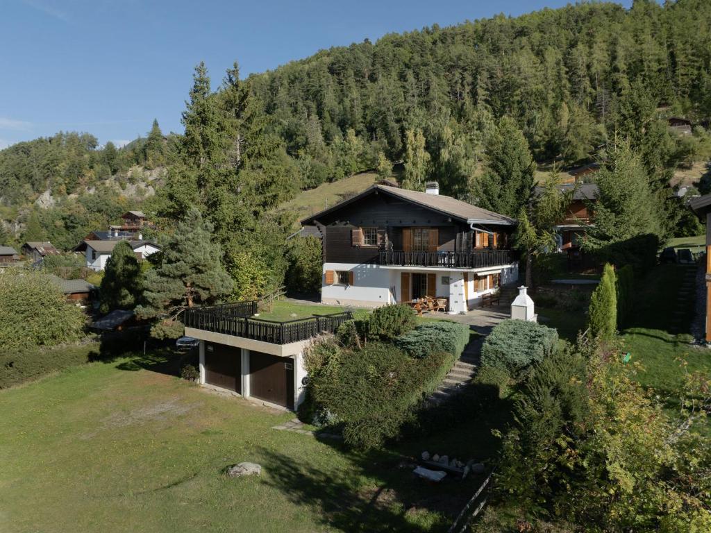 an aerial view of a house in the mountains at Chalet Chalet Chante Neige by Interhome in Riddes