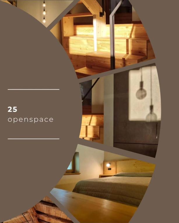 a view of a bedroom with a bed at ai Parlenti 25 - openspace in Tirano