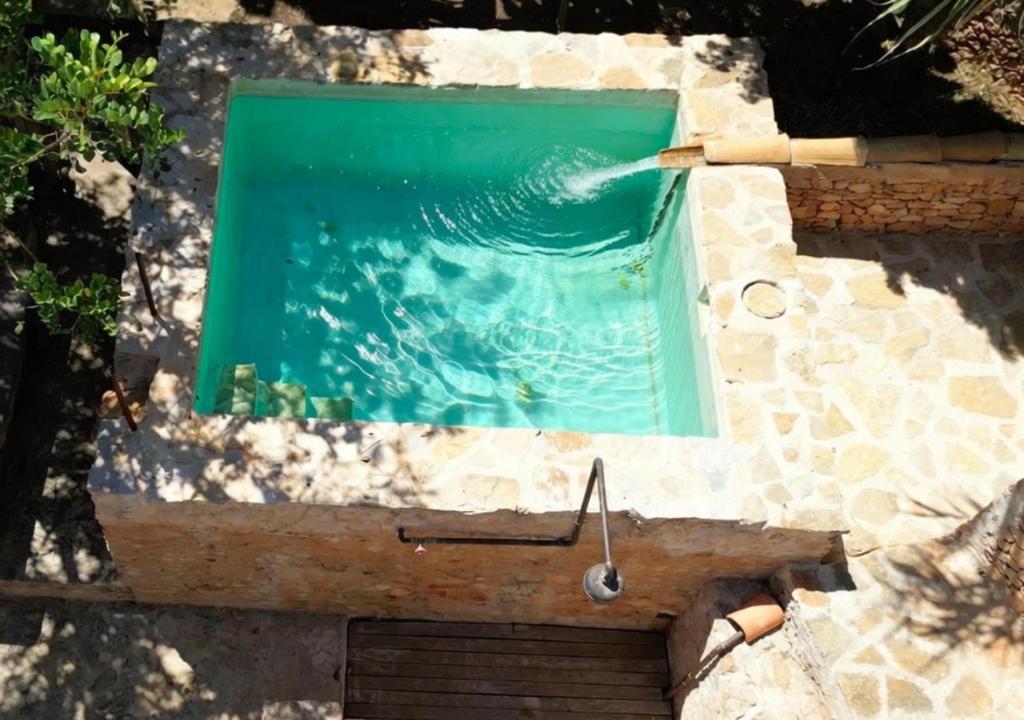 a pool of water with a paddle in it at Can Joseph I Can Toni Platera in Sant Francesc Xavier