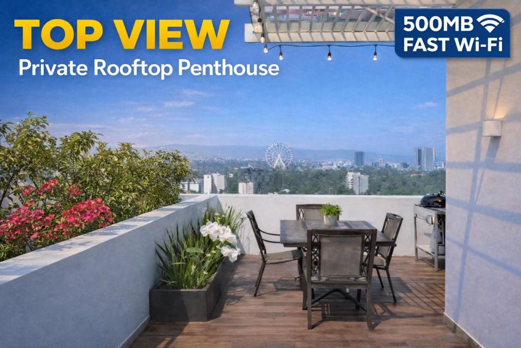 Penthouse Apartment With Private Rooftop Patio Seating Reference: Top View Penthouse Private Rooftop Wi Fi 500Mbps Air Conditioning