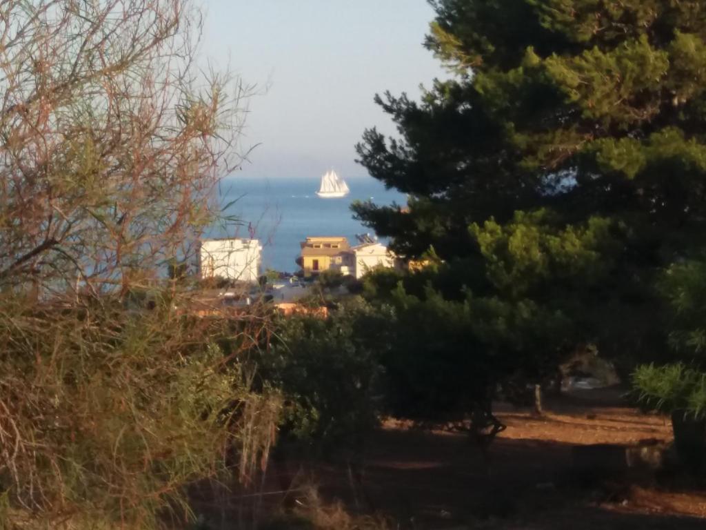 a view of the ocean through the trees at Home Scala dei Turchi B&B in Realmonte