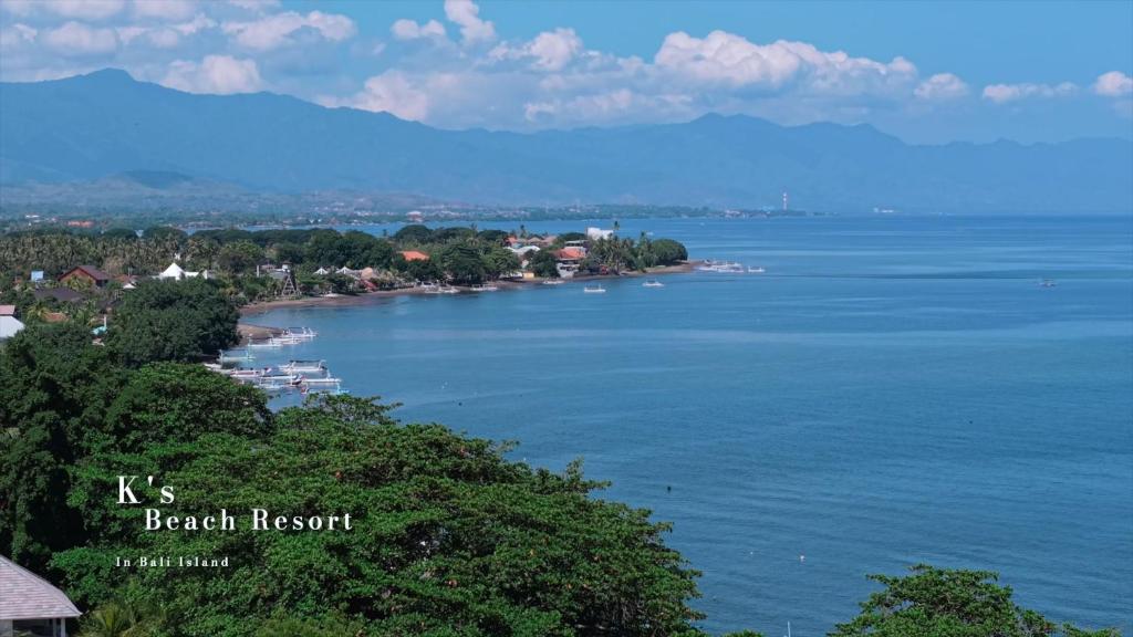 an island in the middle of a large body of water at K's Beach Resort in Lovina