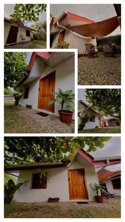 a collage of photos of a house with a door at Casa Osa Azul in Puerto Jiménez