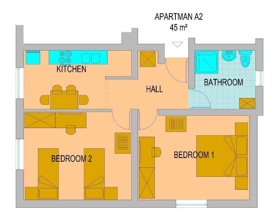Půdorys ubytování Apartmani Ždrelac