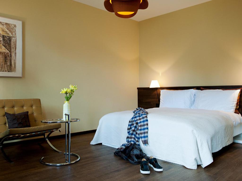 Llit o llits en una habitació de Design Hotel Plattenhof