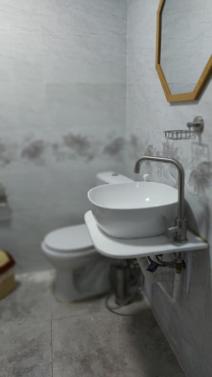 a bathroom with a sink and a toilet at Boutique hotel in Poti