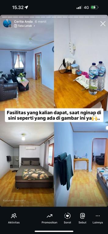 a collage of three pictures of a room at Homestay Natasya in Pohe