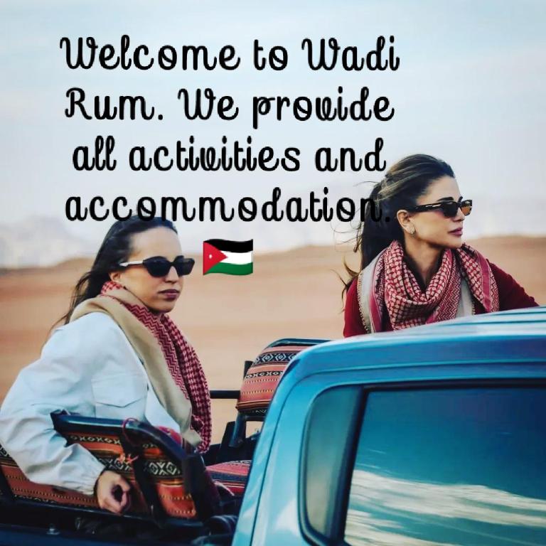 two women riding in a car in the desert at wadi rum luxe tours in Wadi Rum