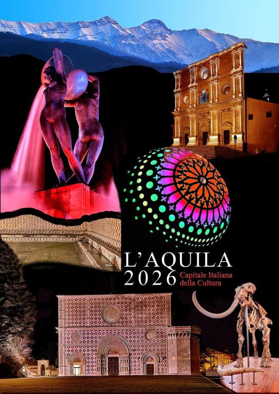a collage of two pictures of a building and an umbrella at JeD SWEET DREAMS in LʼAquila