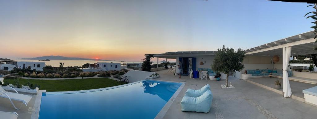 a view of a house with a skateboard ramp at Villa Sun in Naxos Chora