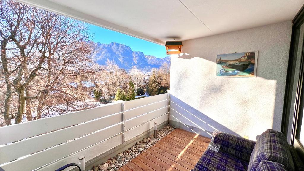 a balcony with a view of a mountain at Red Fox Apartment in Garmisch-Partenkirchen