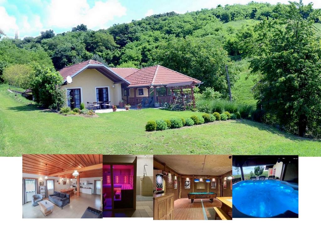 two pictures of a house with a pool at Apartment Feher Lendava in Lendava