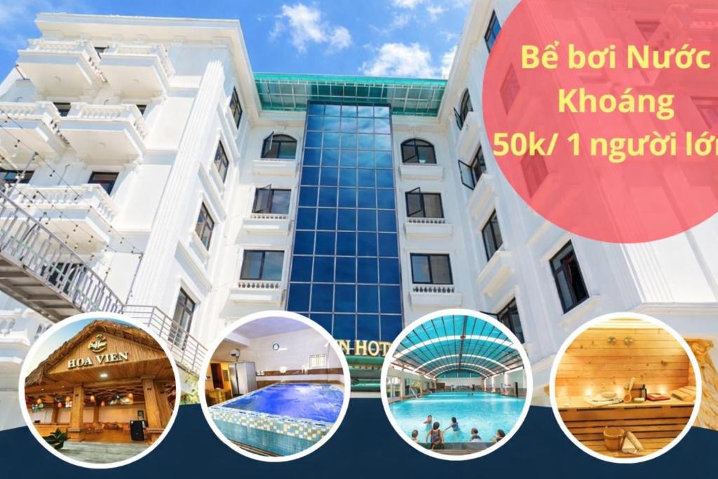 a collage of photos of a hotel at Hoa Viên Hotel - Suối khoáng Kim Bôi in Hòa Bình