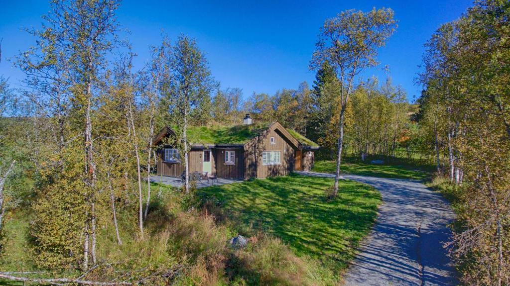 an aerial view of a house in the woods at Modern Comforts, and Ski Access in Beitostøl