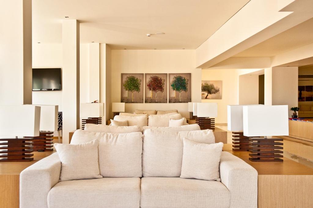 TV a/nebo společenská místnost v ubytování Lindos White Hotel & Suites