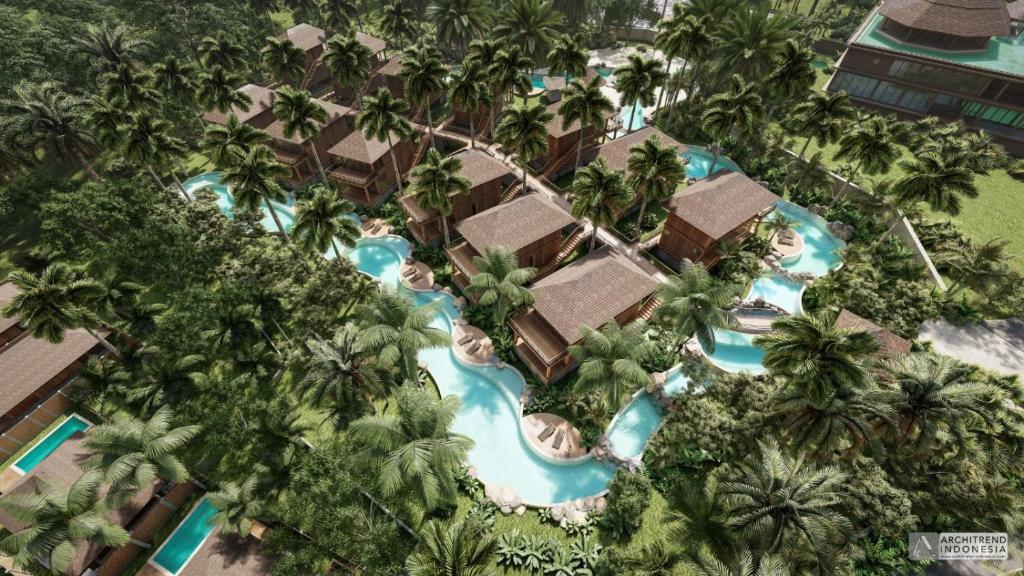 an overhead view of a resort with a pool at Kappa Senses Zanzibar in Pwani Mchangani