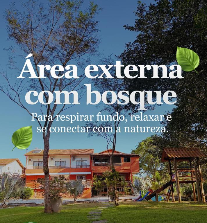 Ansicht eines Gebäudes mit dem Textbereich „externes Reservat“ in der Unterkunft Pousada Casa do Bosque in Penedo