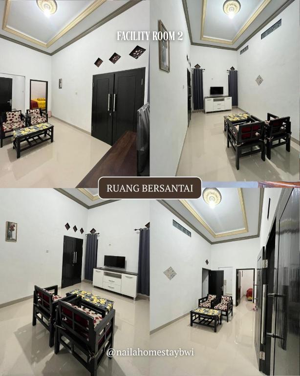a collage of photos of a living room at Naila Homestay in Giri