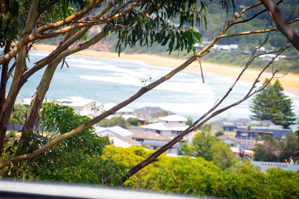 a view of a beach from behind some trees at Copacabana Fab & Funky in Copacabana