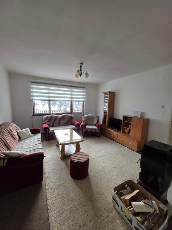 a living room with a couch and a table at Apartman Daki in Vareš
