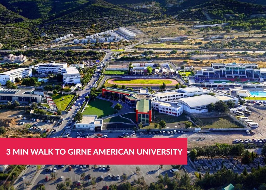 an image of a city with the text min walk to crime american university at Mediterrian Business Suites by HolidayKeys in Kyrenia