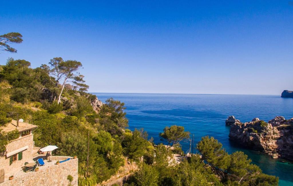 a view of the ocean from a cliff at Antonio in Deia
