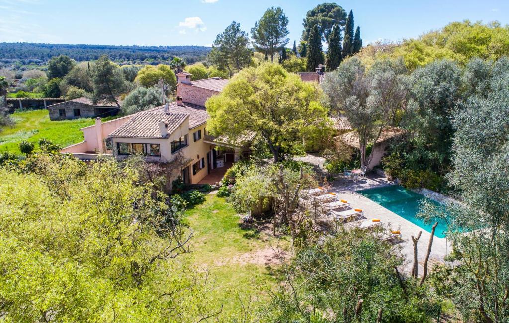 an aerial view of a house with a swimming pool at Can Pintad in Ruberts