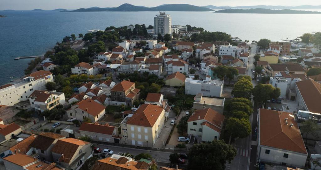 an aerial view of a town next to the water at Adria in Vodice