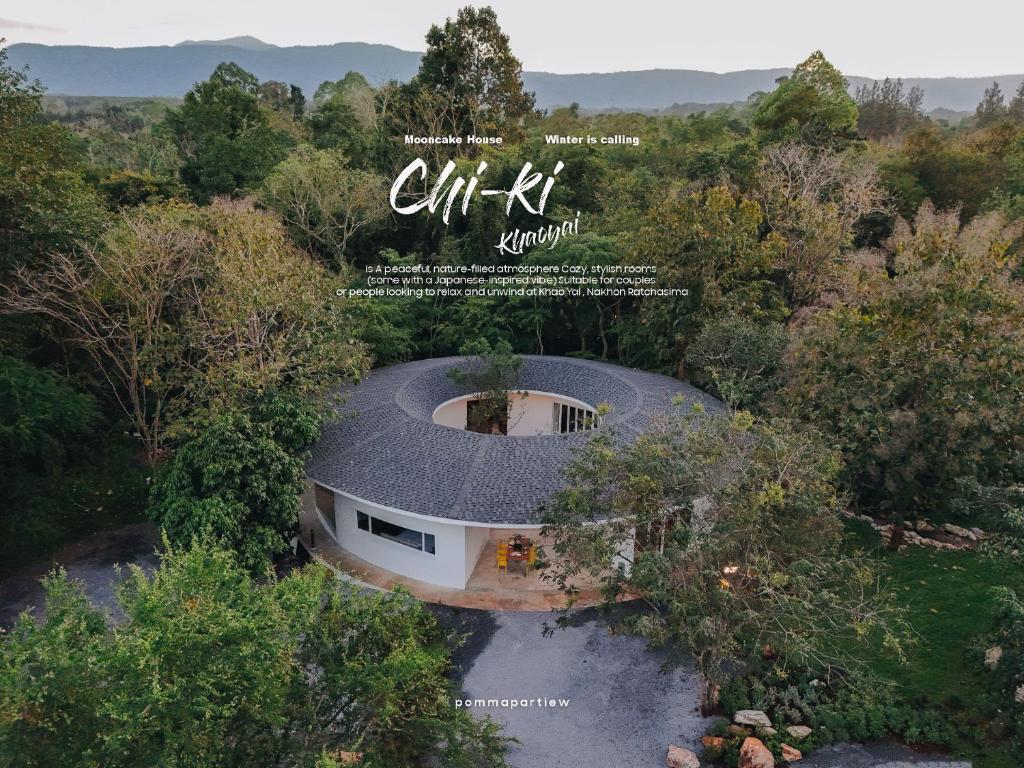 an overhead view of a house in the woods at Mooncake house khaoyai in Ban Bung Toei