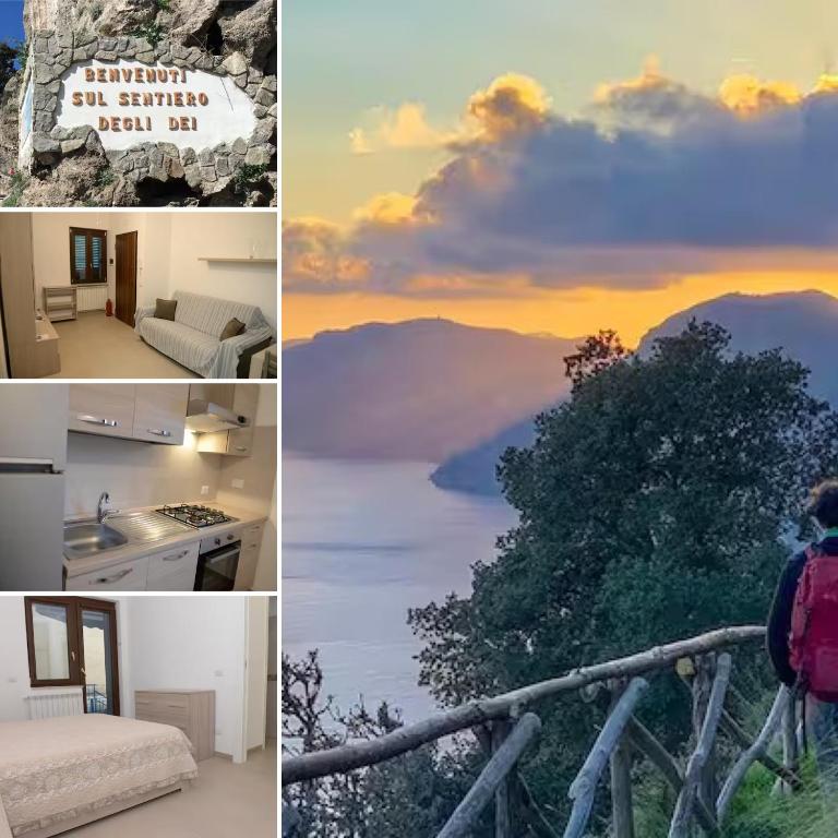 a collage of photos with a view of the ocean at Coastal Cliff, Amalfi 2 in Pianillo