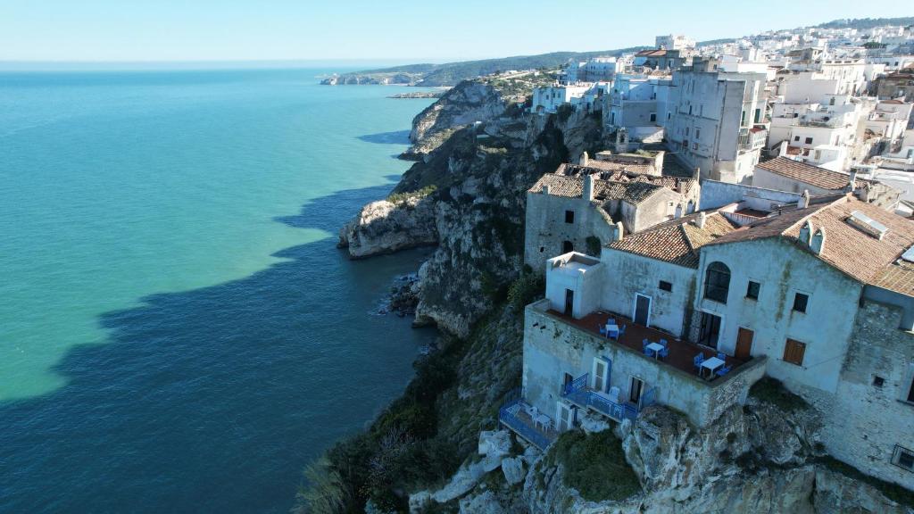 an aerial view of the amalfi coast at Appartamenti Castello in Peschici