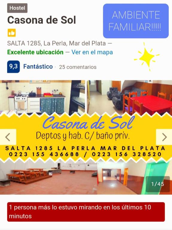 a screenshot of a website with a picture of a play set at Casona Sol in Mar del Plata