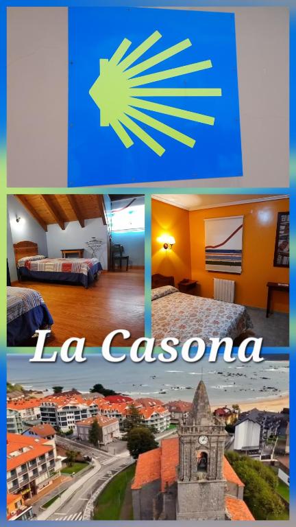 a collage of photos of a hotel with the la casino at Hostería La Casona in Noja