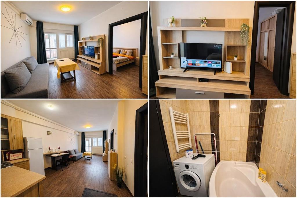 two pictures of a bathroom and a living room at Ho-Jack 2 - Apartment in Dudu