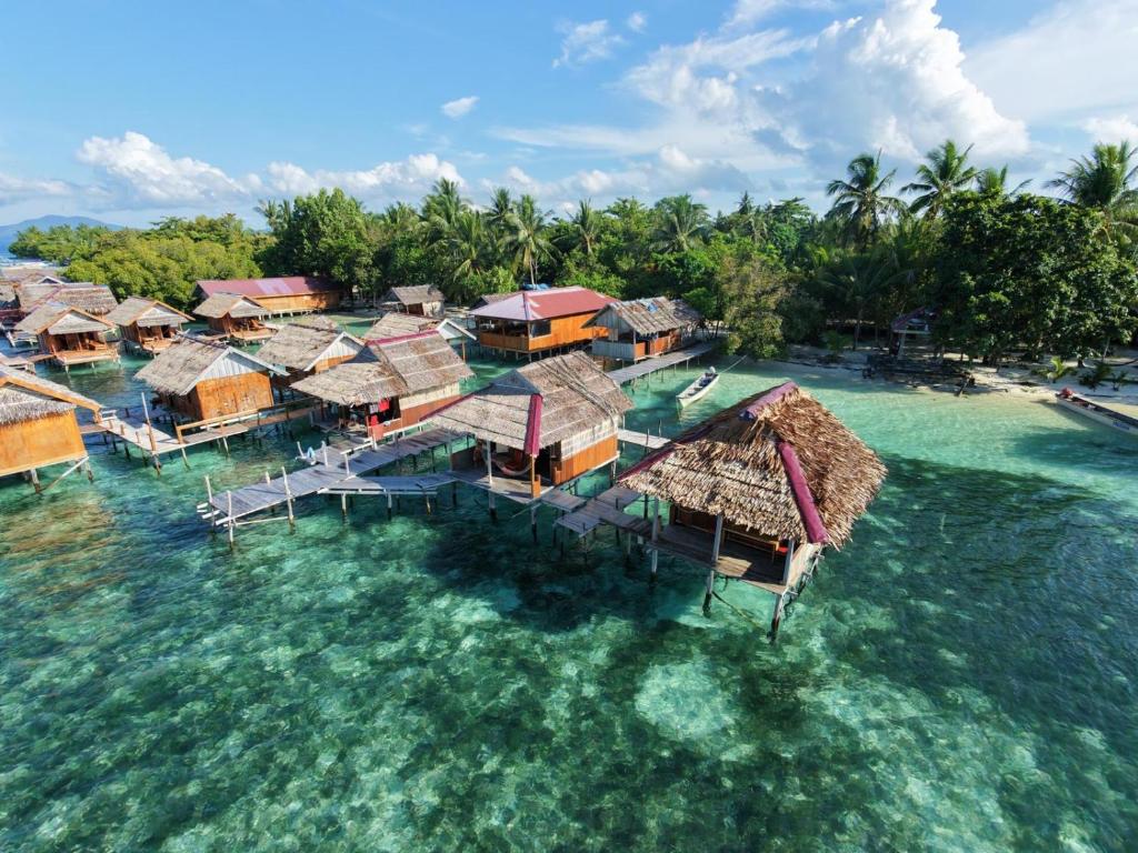 an aerial view of a resort in the water at Adefiro Homestay in Besir