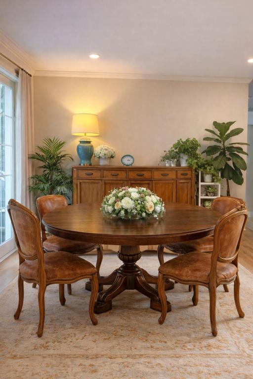 a dining room with a wooden table and chairs at Northern Stay in North Vancouver