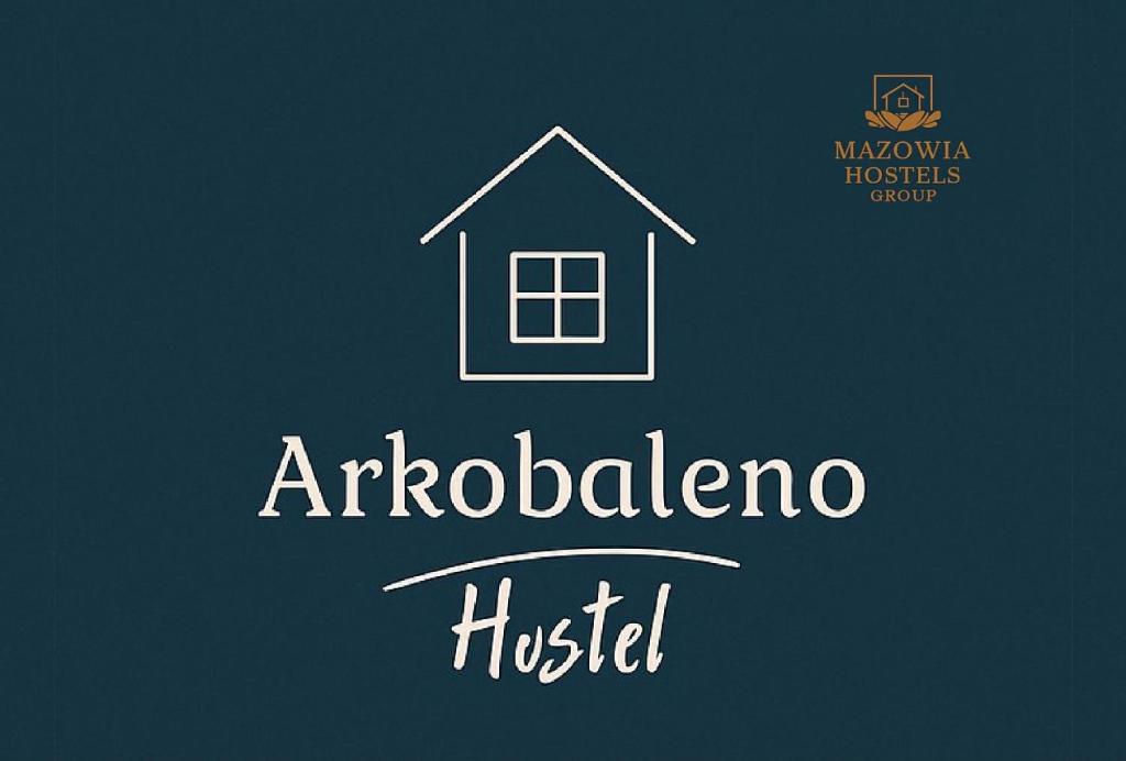 a logo for a hotel with a house at Hostel Arkobaleno sieci Mazowia Hostels Group in Marki