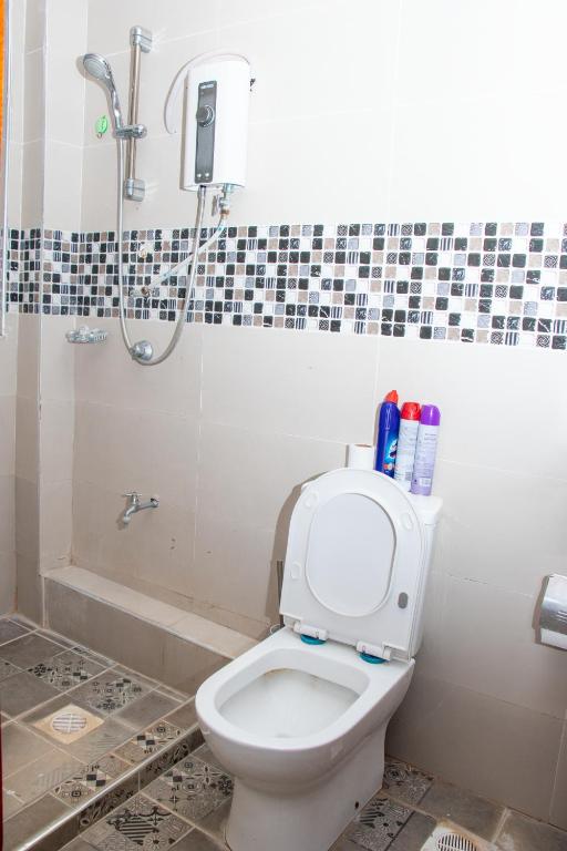 a bathroom with a toilet and a bath tub at Patrach Homes in Wote