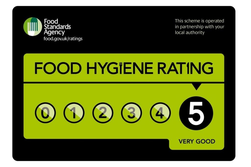 a picture of a food hygiene rating on a green scoreboard at Annie's Bed & Breakfast in South Shields
