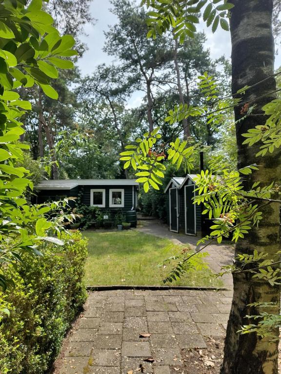 a house in the middle of a yard at Chalet De Maanvaren in Hattemerbroek