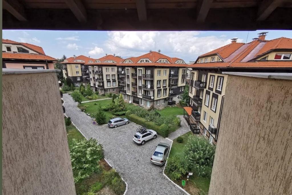 arial view of a parking lot of apartment buildings at Apartment Danik City Garden in Bansko