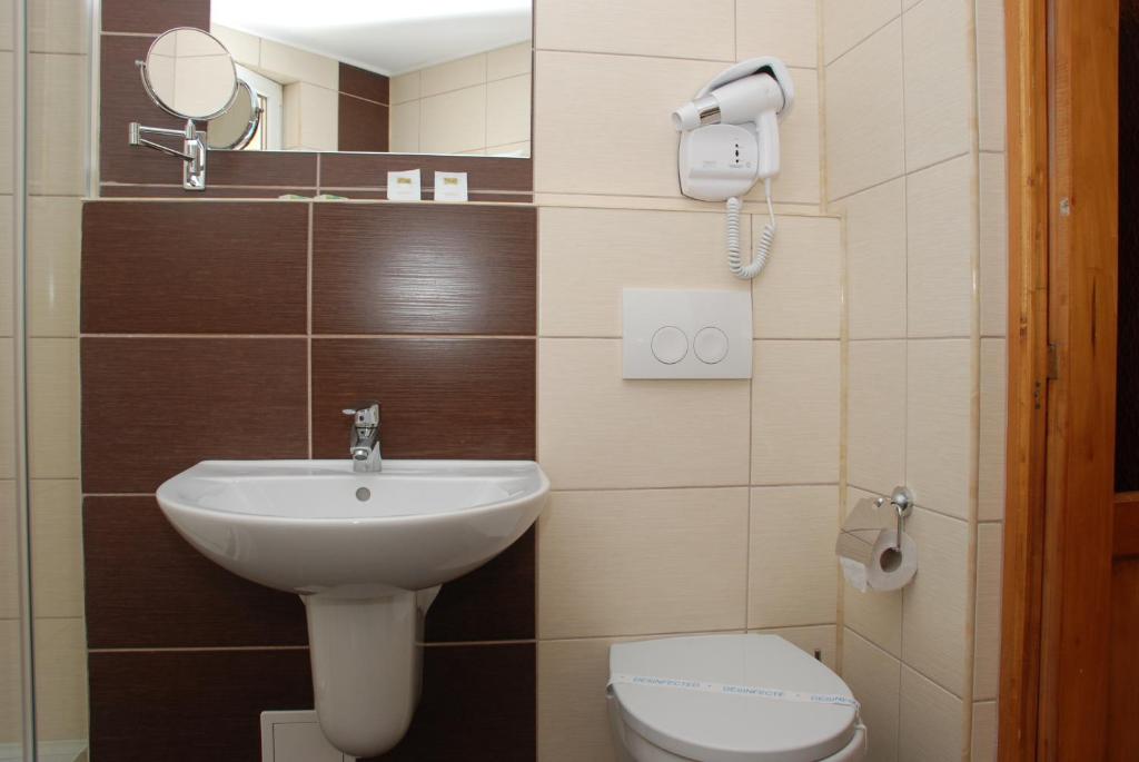 Koupelna v ubytování Hotel Liliacul