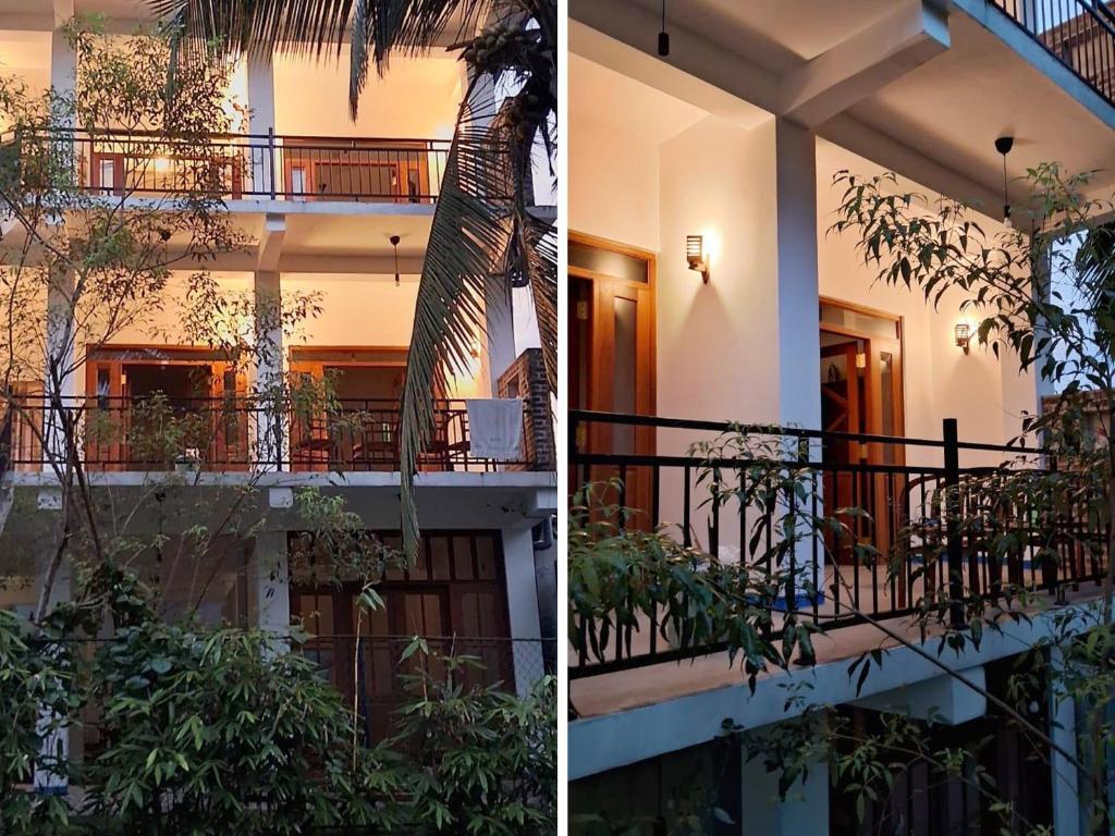 two pictures of a building with a balcony at Kumarana in Bentota