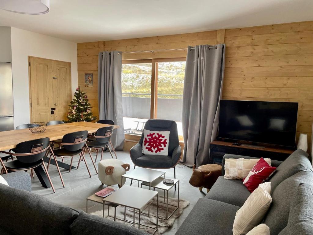 Grand appartement avec accès direct aux pistes et vue Mont Blanc