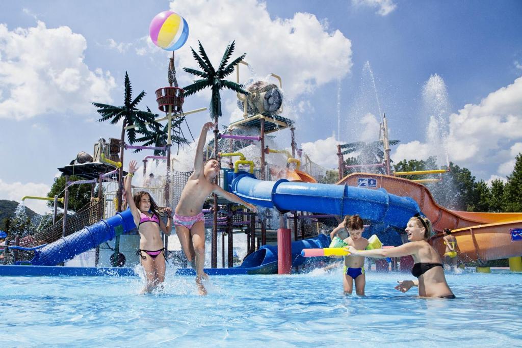 a group of children playing in the water at a water park at Camping Terme Catez - Maeva Vacansoleil in Brežice