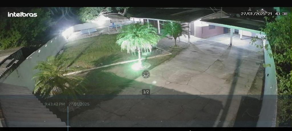 an aerial view of a house at night at Casa do Cleber in Matinhos